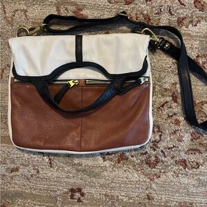 Fossil Women’s Two-Tone Leather Crossbody Bag - White, Brown